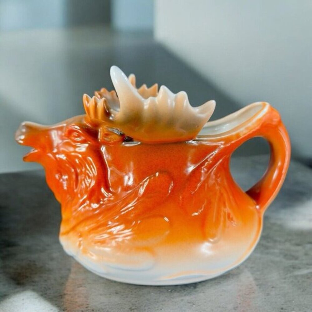 Vintage‎ Pottery Moose Elk Shaped Figural Pitcher Carafe Ceramic Decor Large Vtg